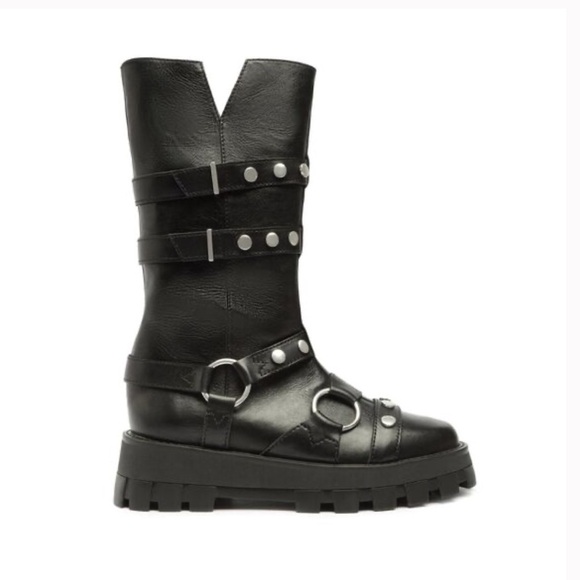 SCHUTZ Shoes - SCHUTZ Black Combat & Moto Boots